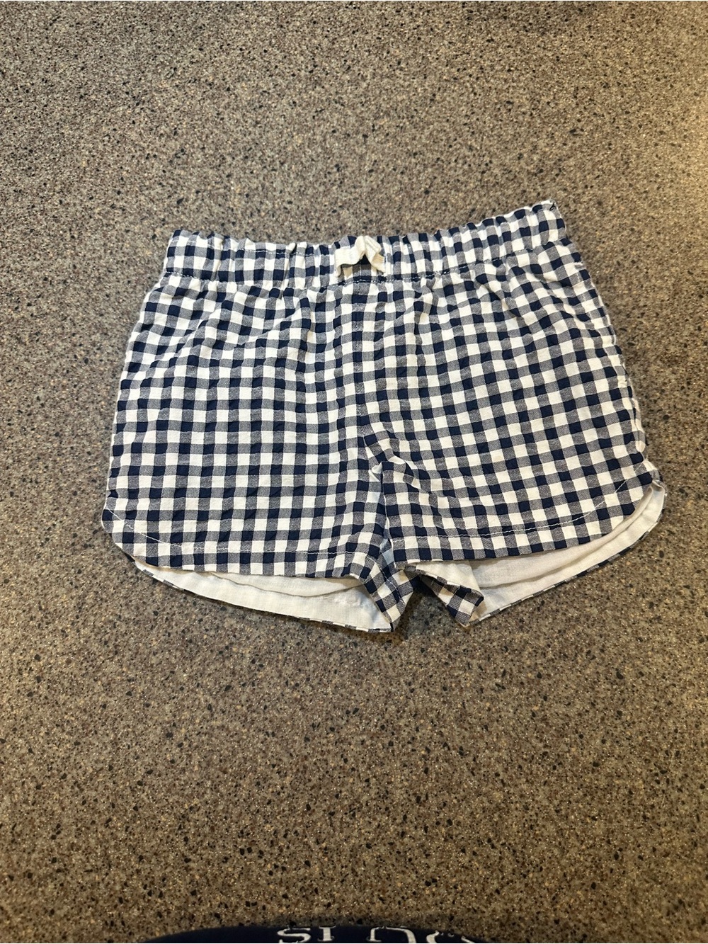 Gingham Navy and White Athletic Drawstring Shorts